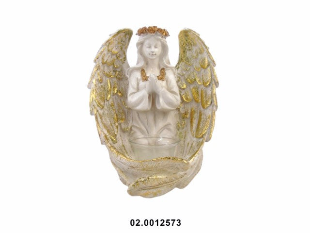 MARFINITE -ANJO C/LUZ COR BRANCO/OURO 18X18X20CM