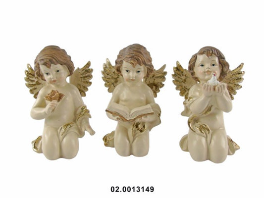 MARFINITE -ANJO DE JOELHOS COR CREME/OURO 14X12X20CM (Assorted picking - only 1 will be sent)