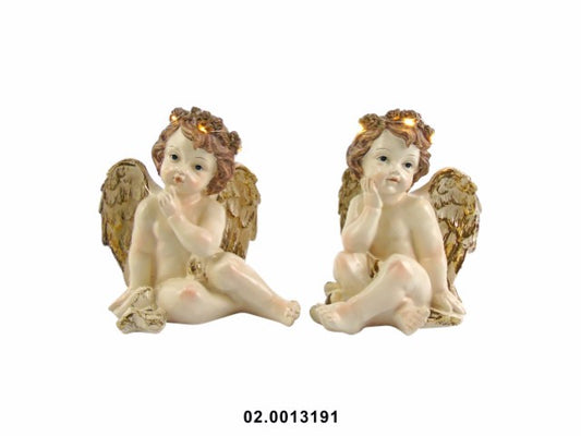 MARFINITE - ANGEL SITTING IVORY GOLD 17X12X18CM