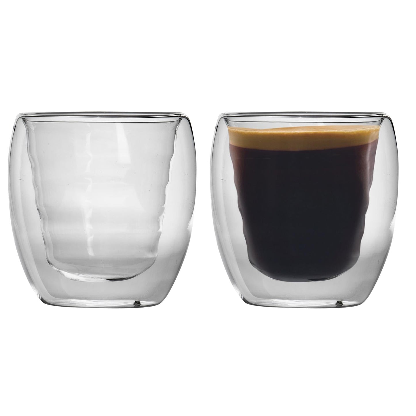 220ml Double Walled Glass Mugs - Clear - Pack of 4