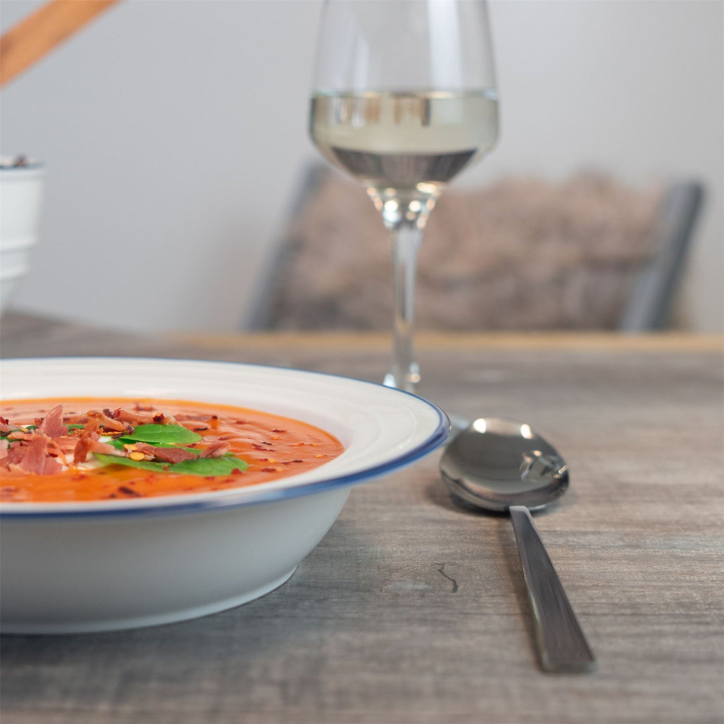 22cm Farmhouse White Porcelain Soup Bowls - Pack of Six