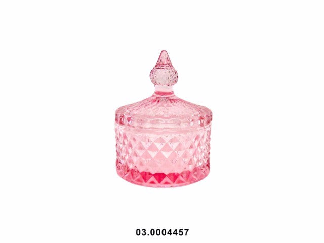 VIDRO - LIGHT PINK GLASS CANDY BOX 9X11CM