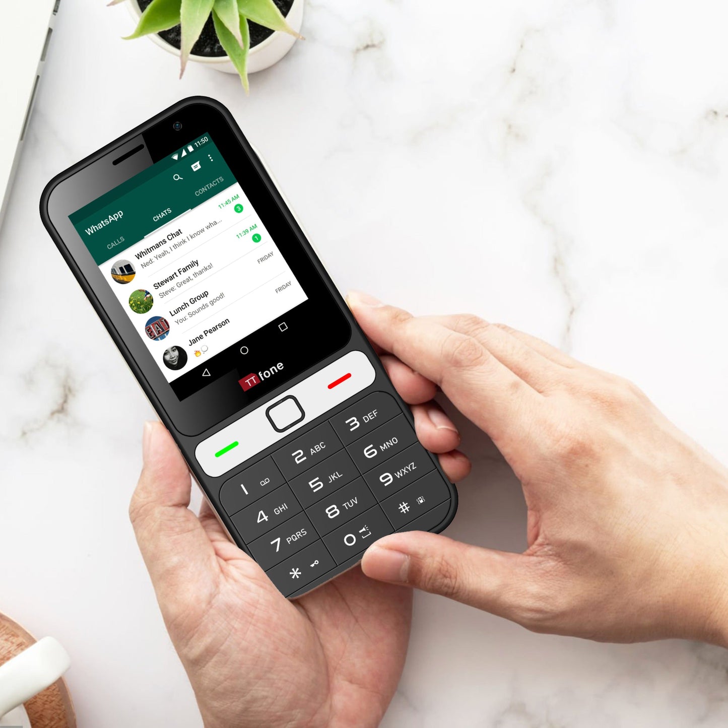 TTfone TT280  Simple 4G Dual SIM Bar Phone with Android, 2.8" Touchscreen, Keypad, 2MP Camera, USB-C - Easy to Use Unlocked Mobile (with Mains Charger and Giffgaff Sim Card)