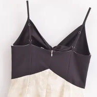 Patchwork Waist-slimming Jacquard Backless Suspender Dress