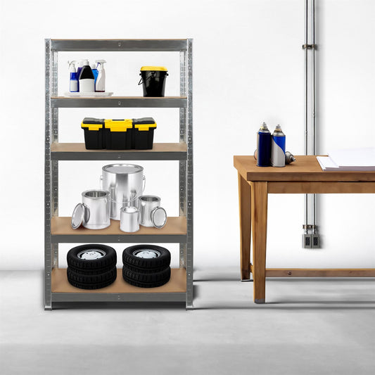 2pc 5-Tier Steel Garage Shelving Units Set - 90 x 40 x 180cm - Galvanised