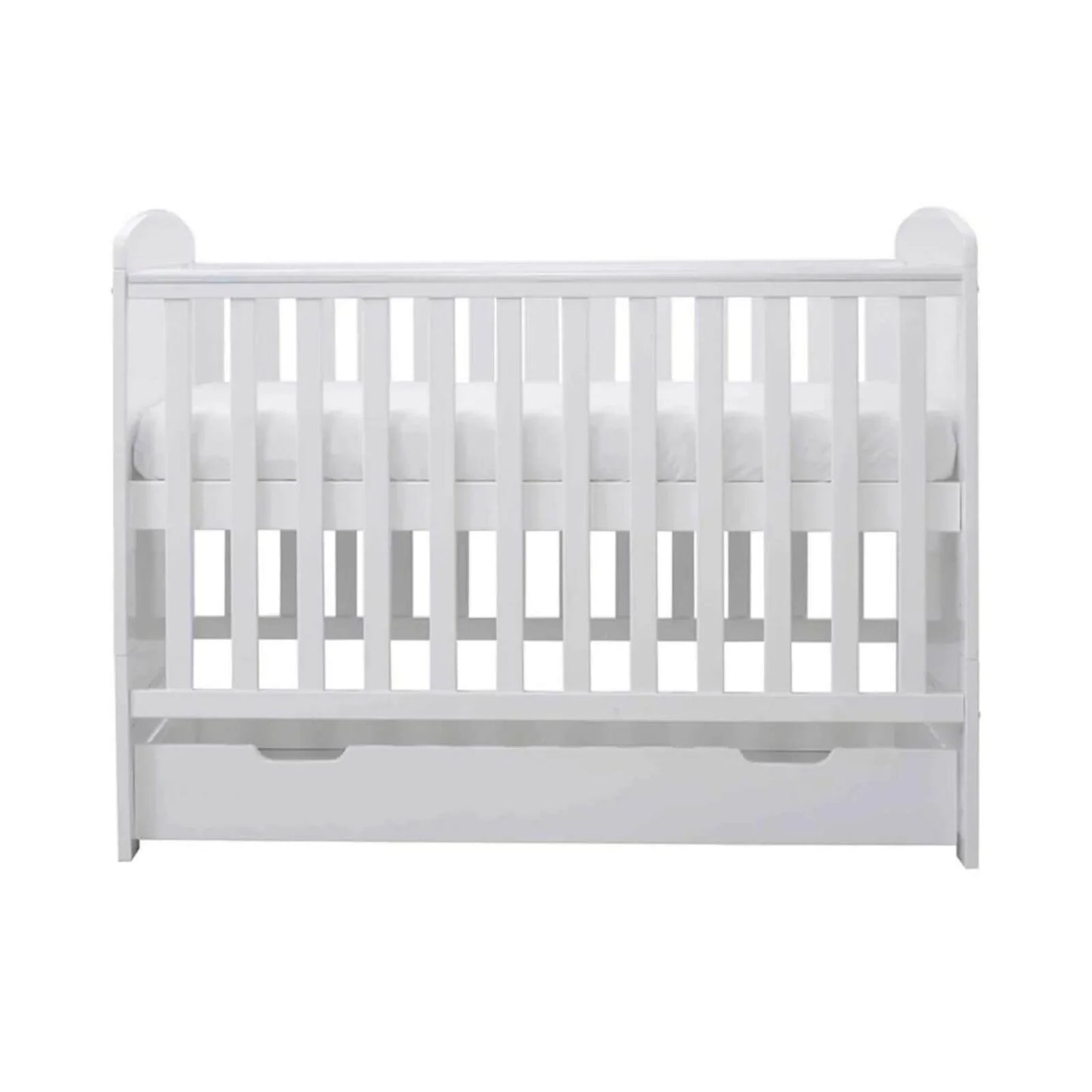 Ickle Bubba Coleby Mini Cot Bed & Under Drawer White - Premium Sprung Mattress