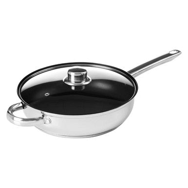 24cm Stainless Steel Non Stick Frypan With Glass Lid | Crosse