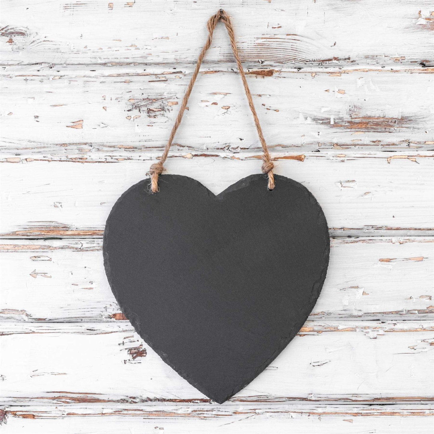 24.5cm Black Heart Slate Hanging Notice Board