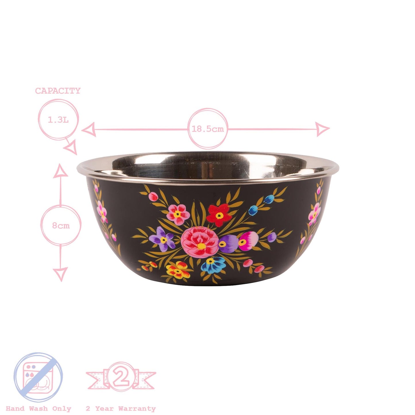 Pansy 18.5cm Stainless Steel Picnic Bowl