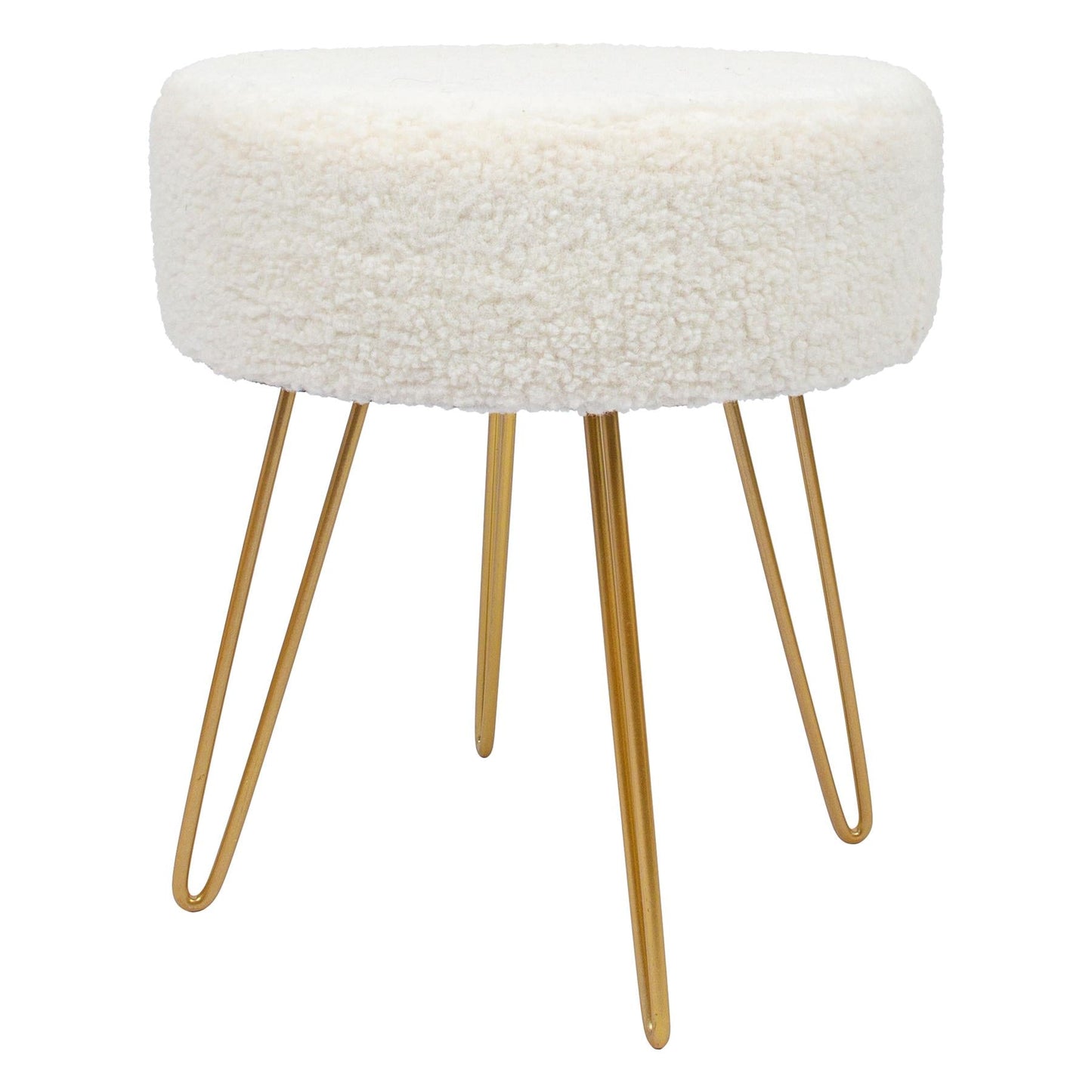 Cream H41 x D35cm Round Boucle Footstool