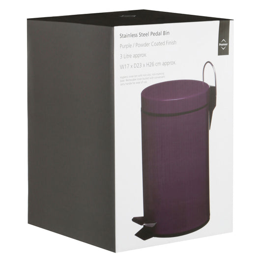 Purple 3 Litre Pedal Bin | Parker
