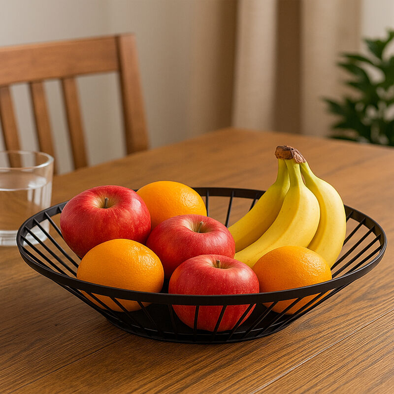 Matt Black Fruit Basket with Flat Base | Emery