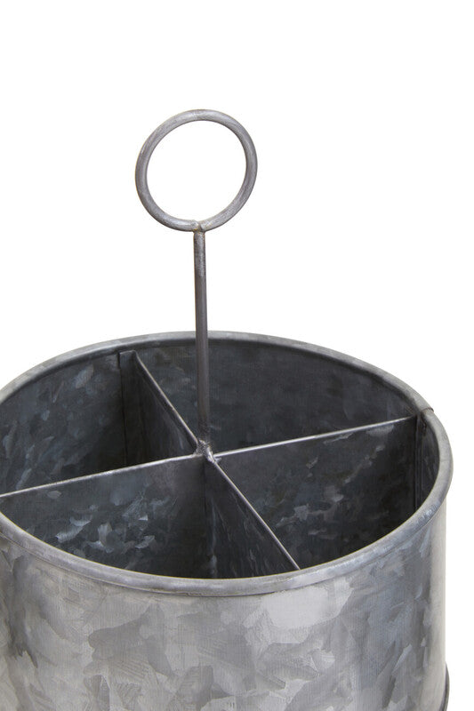 Galvanised Steel 4 Compartment Round Cutlery Caddy | Drummond