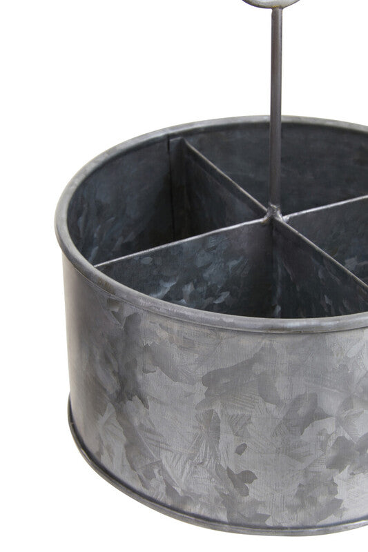 Galvanised Steel 4 Compartment Round Cutlery Caddy | Drummond
