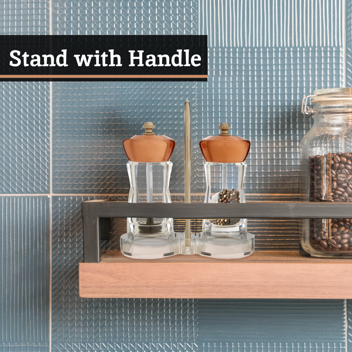 Cody Copper Salt And Pepper Mill Set On Stand