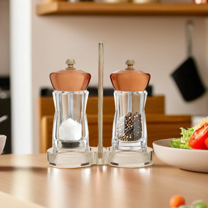 Cody Copper Salt And Pepper Mill Set On Stand