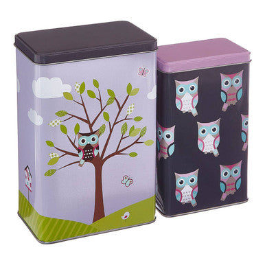 Set of 2 Happy Owls Storage Canisters | Paice