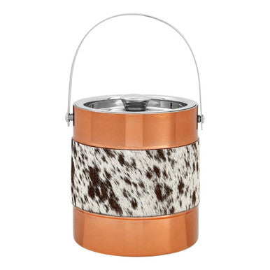Albany Copper Finish and Hair on Leather Ice Bucket