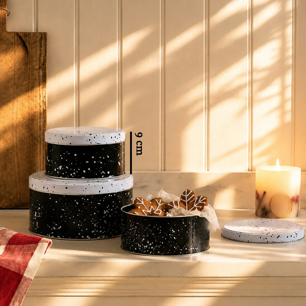 Set of Three Black and White Storage Tins | Paice