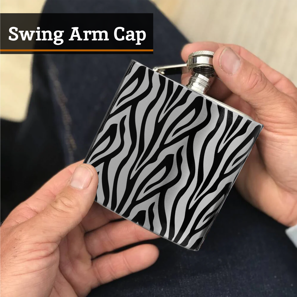 Auden Zebra  Hip Flask And Shot Glasses Set
