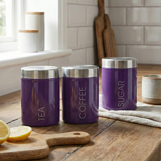 Purple Enamel Tea Coffee And Sugar Set | Liberty