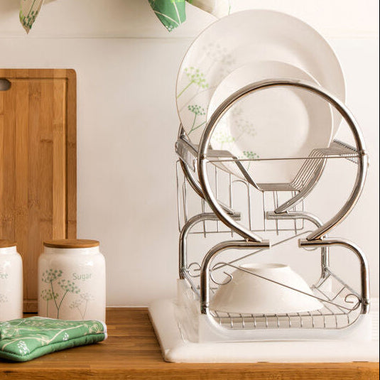 Laurie 2 Tier Dish Drainer With White Plastic Tray
