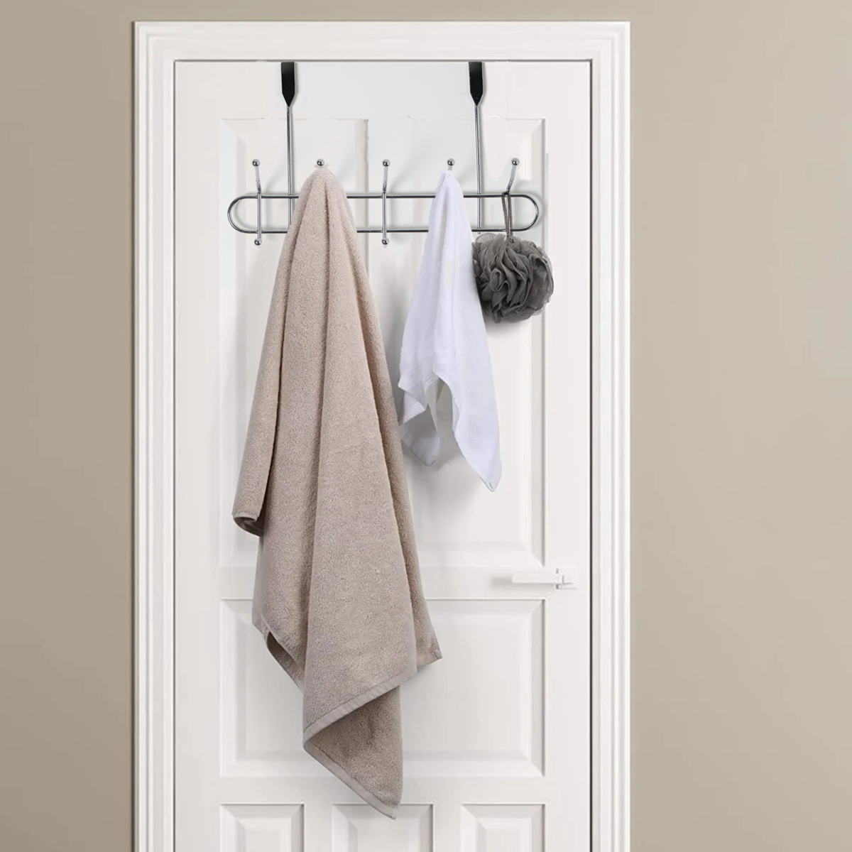 Deluxe Chrome 10 Hook Over Door Hanger | Chic