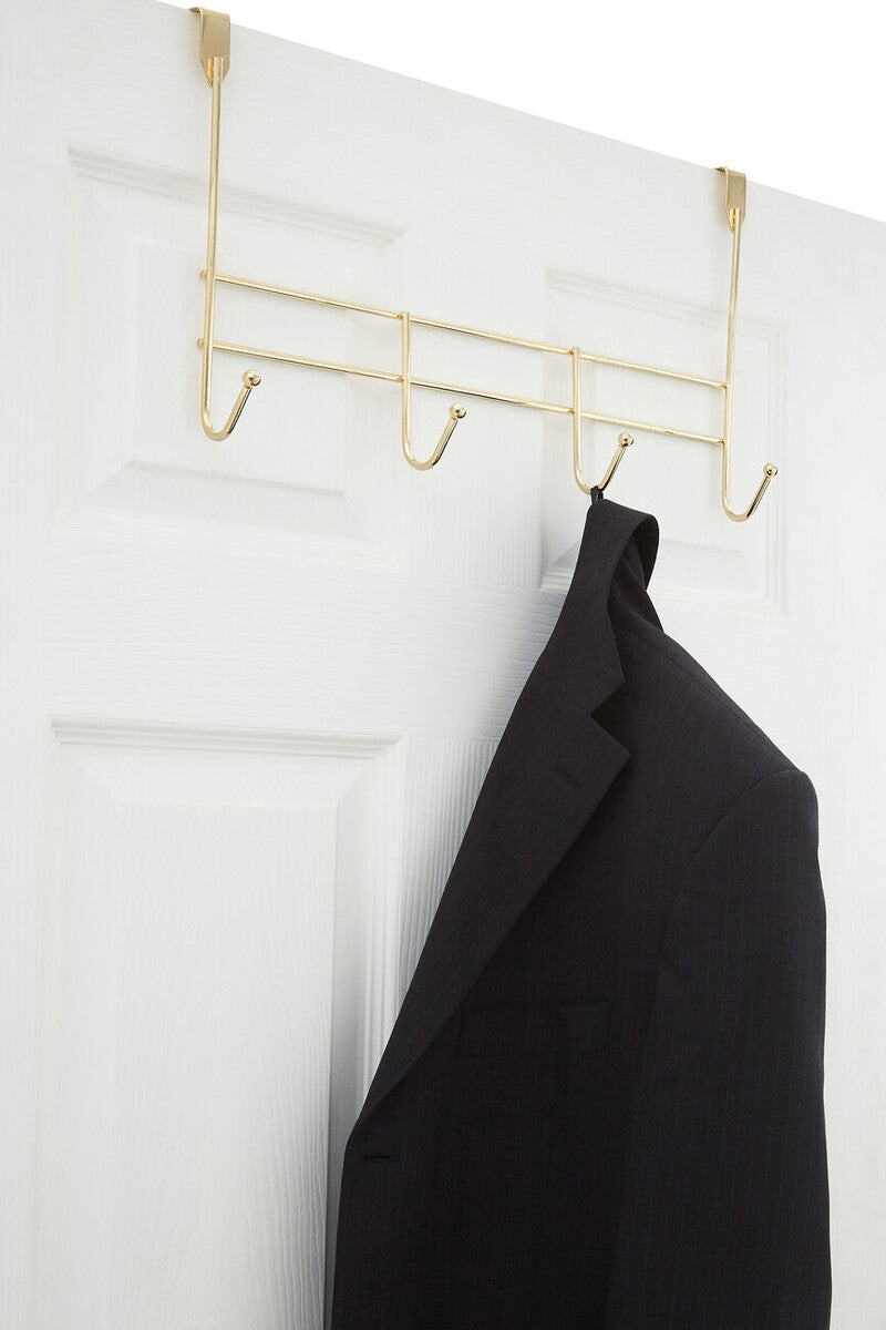 4 Hook Champagne Gold Over Door Hanger | Jaxen