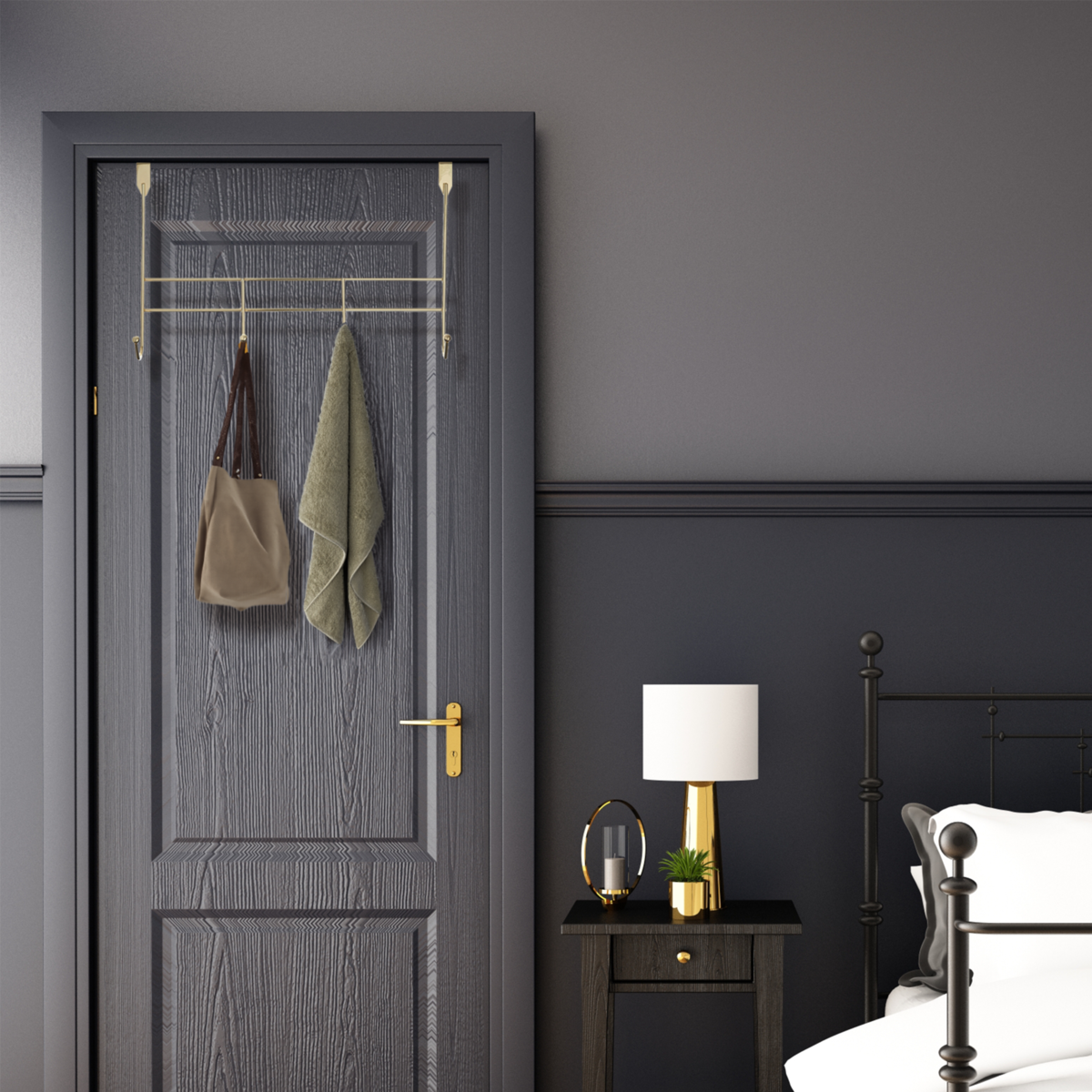 4 Hook Champagne Gold Over Door Hanger