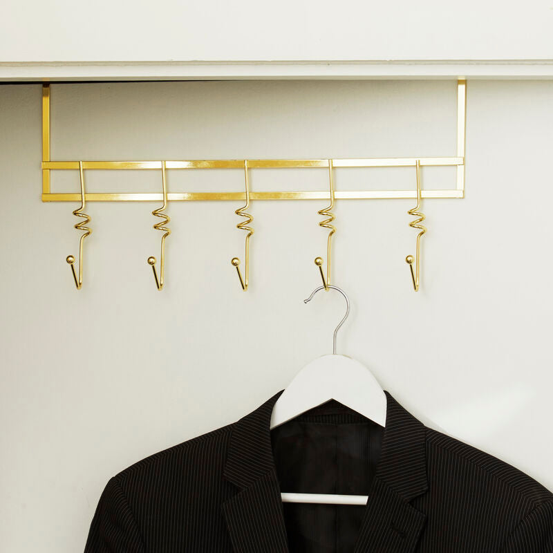 Jaxen Gold Finish Over Door 5 Hook Swirl Hanger