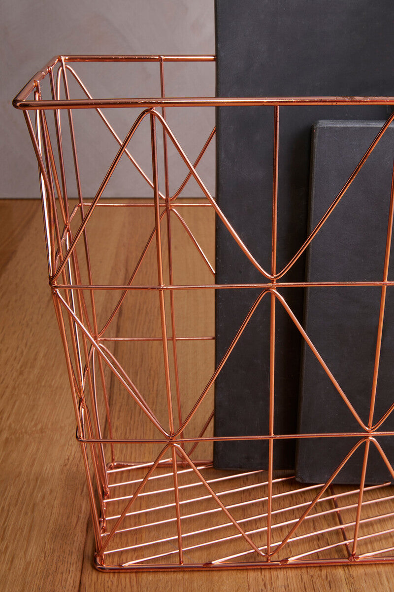 Copper Finish Zigzag Wire Basket | Vertex