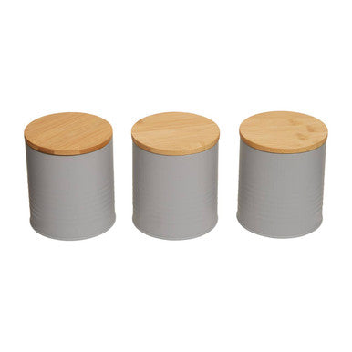 Alton Grey Metal Canister Set of 3 with Bamboo Lids