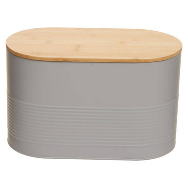 Alton Grey Metal Bread Bin with Bamboo Lid