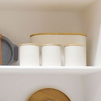 Alton Cream Metal Canister Set of 3 with Bamboo Lids