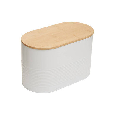 Alton White Metal Bread Bin with Bamboo Lid