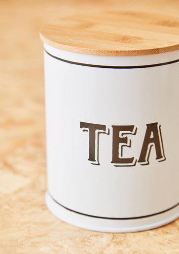 White Metal Tea Canister | Grocer