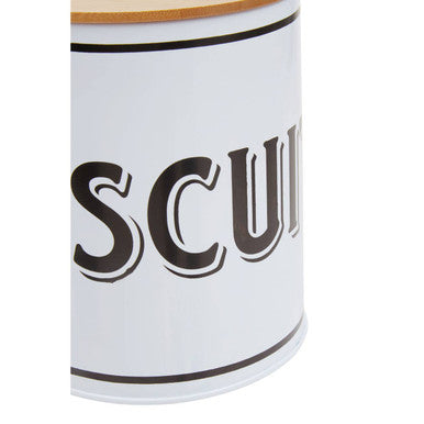 White Metal Biscuit Canister | Grocer