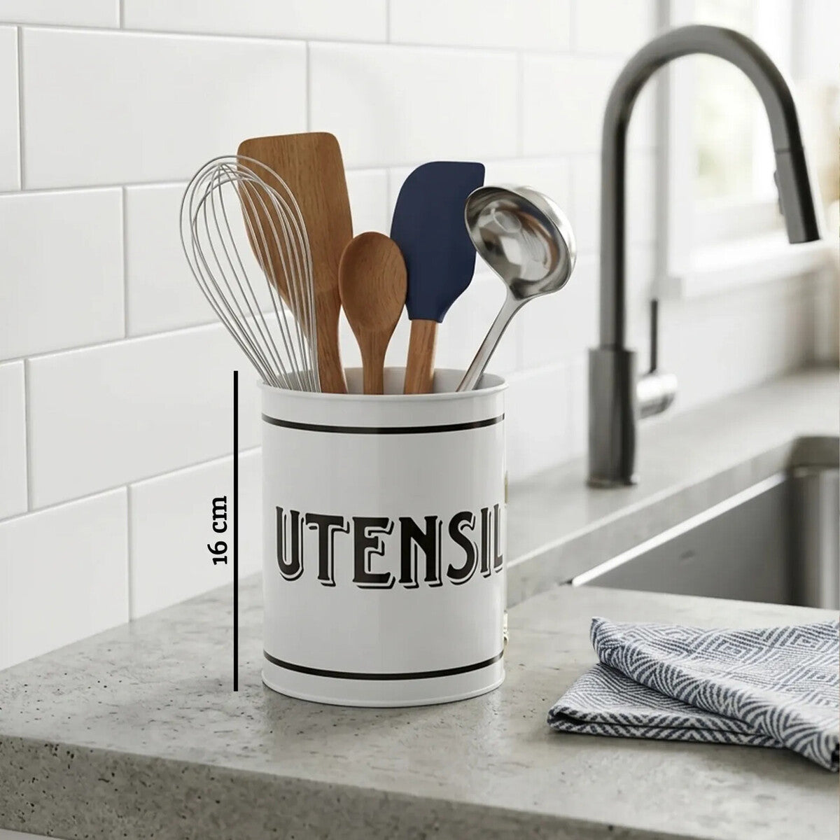 White Metal Utensil Holder | Grocer