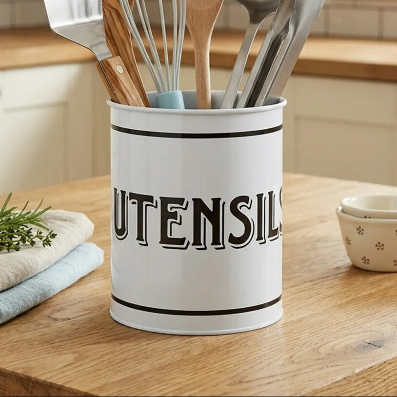 White Metal Utensil Holder | Grocer