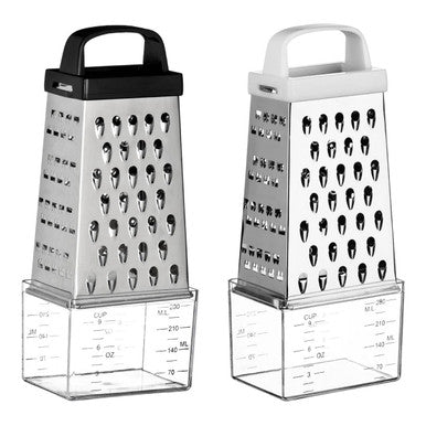 4 Sided Grater with Collection Compartment | Silver Kitchenware