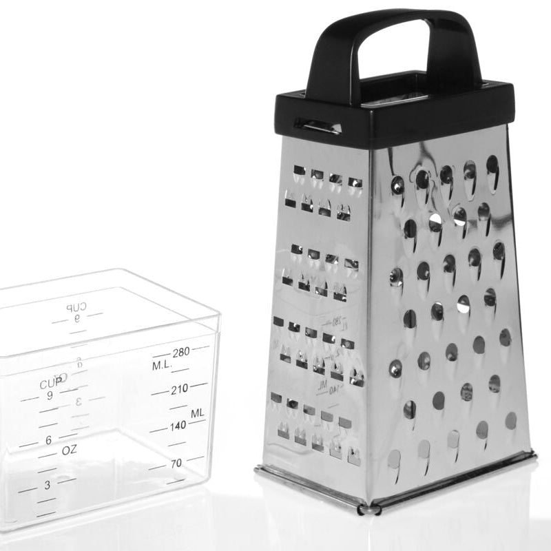 4 Sided Grater with Collection Compartment | Silver Kitchenware