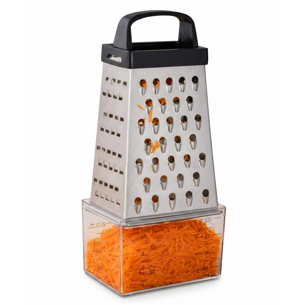 4 Sided Grater with Collection Compartment | Silver Kitchenware