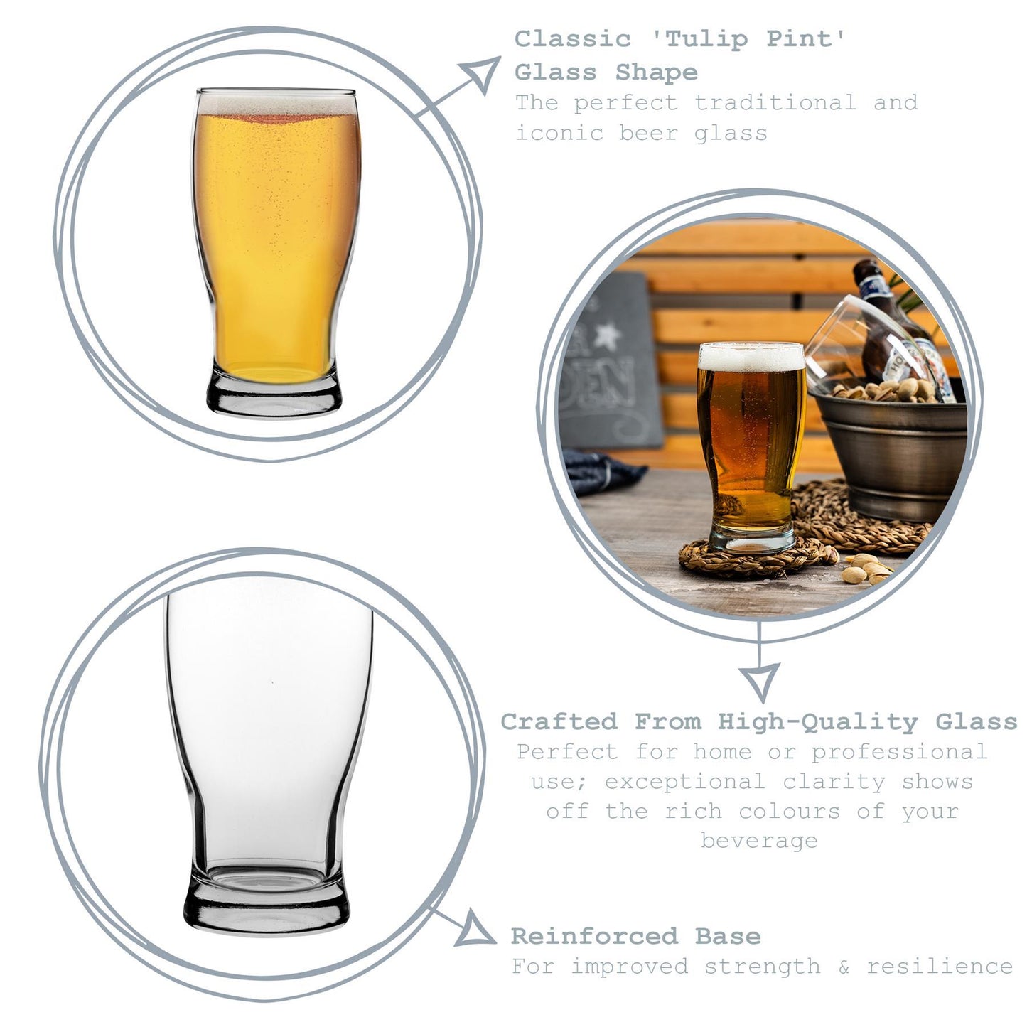 580ml Belek Beer Glasses - Pack of Six