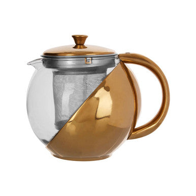 Gold Finish Glass 600 ml Teapot With Infuser | Fuso