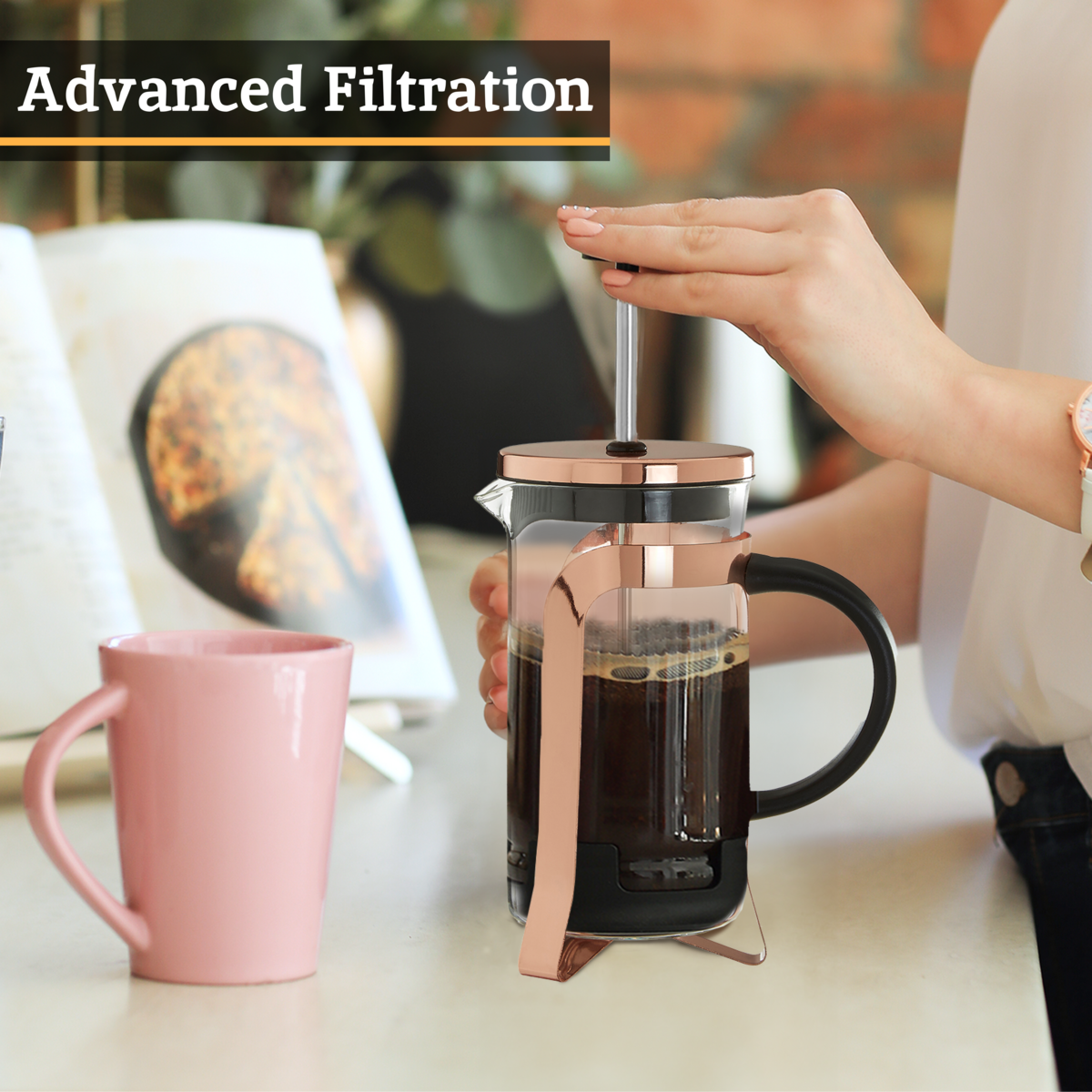 Akeala Rose Gold Cafetiere 350 Ml