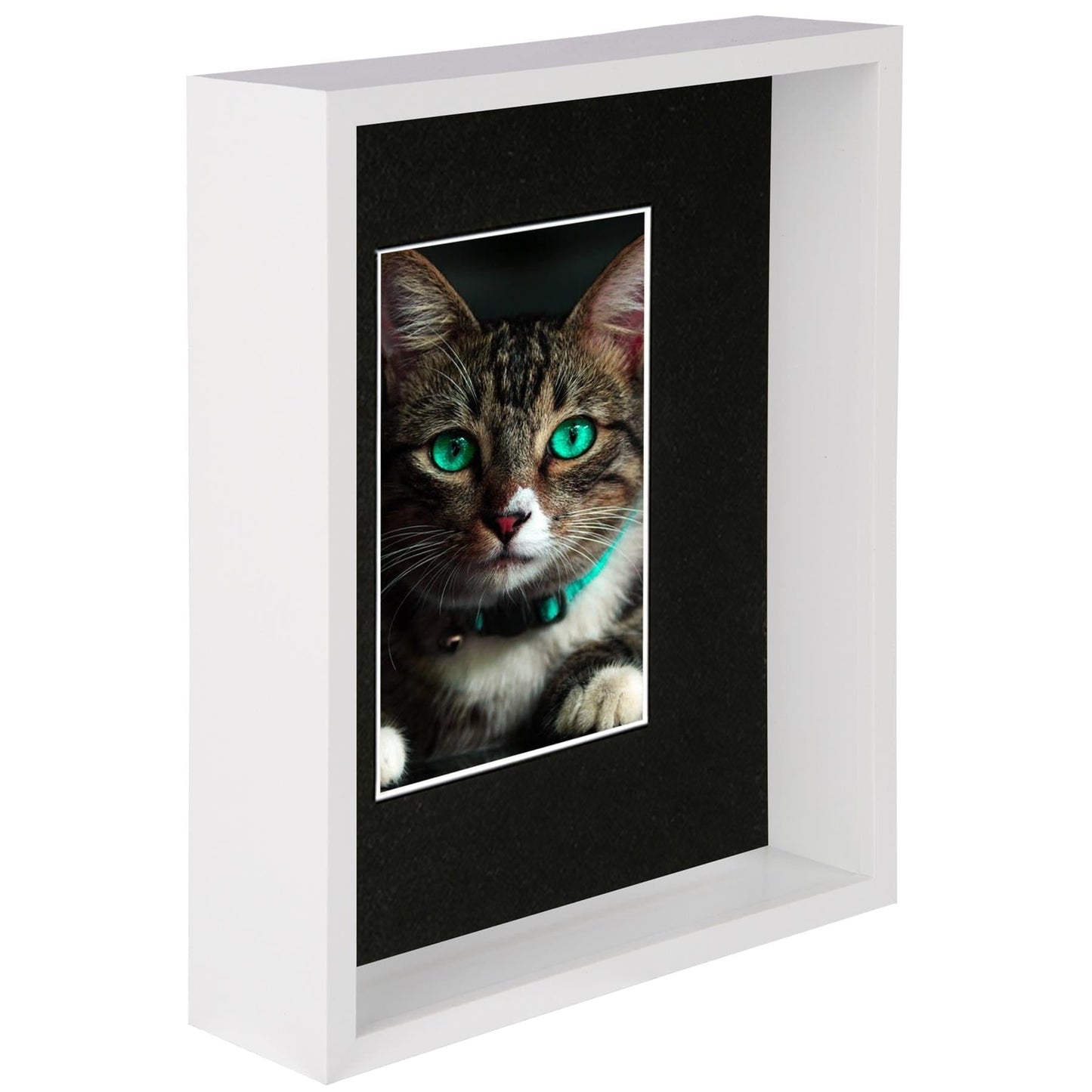 8" x 10" White 3D Deep Box Photo Frame - with 4" x 6" Mount