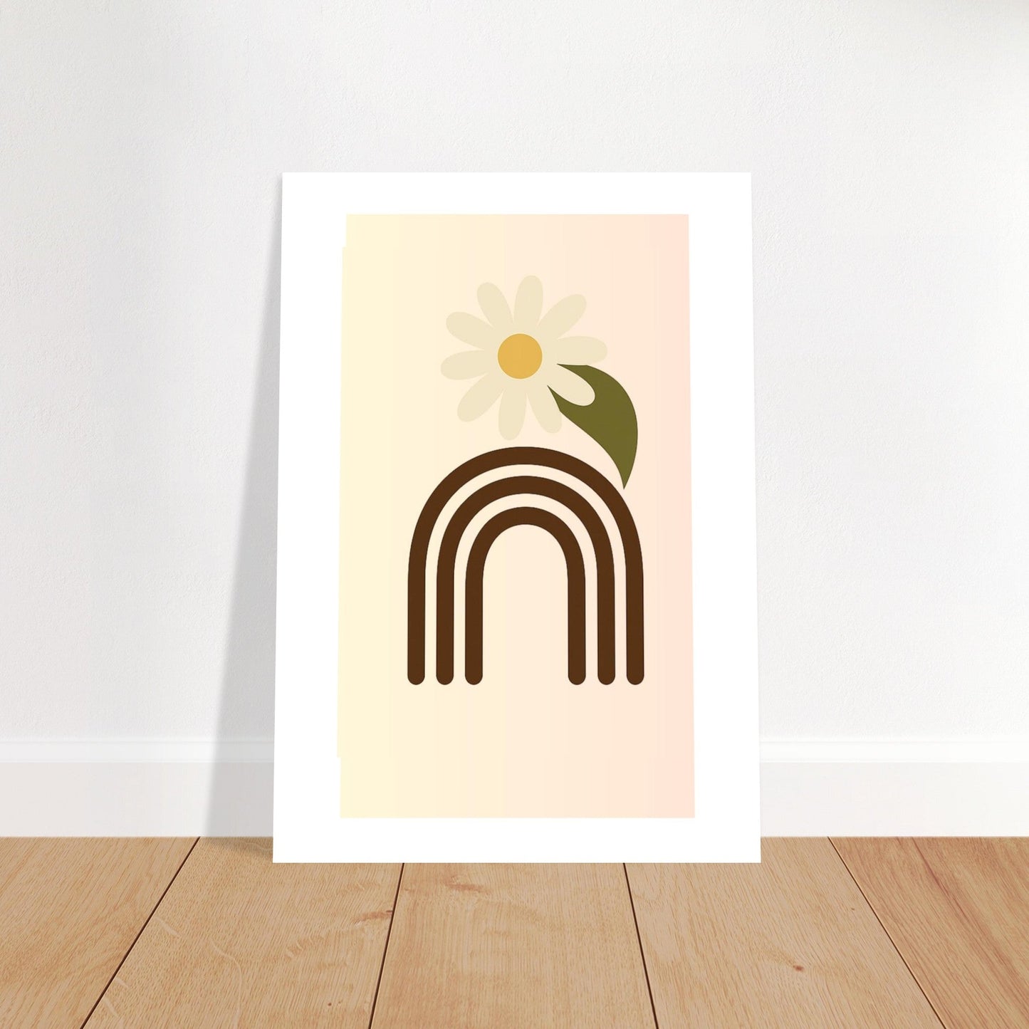 Minimalist Floral Print - Abstract Daisy Poster - Earthy Brown Boho Wall Art