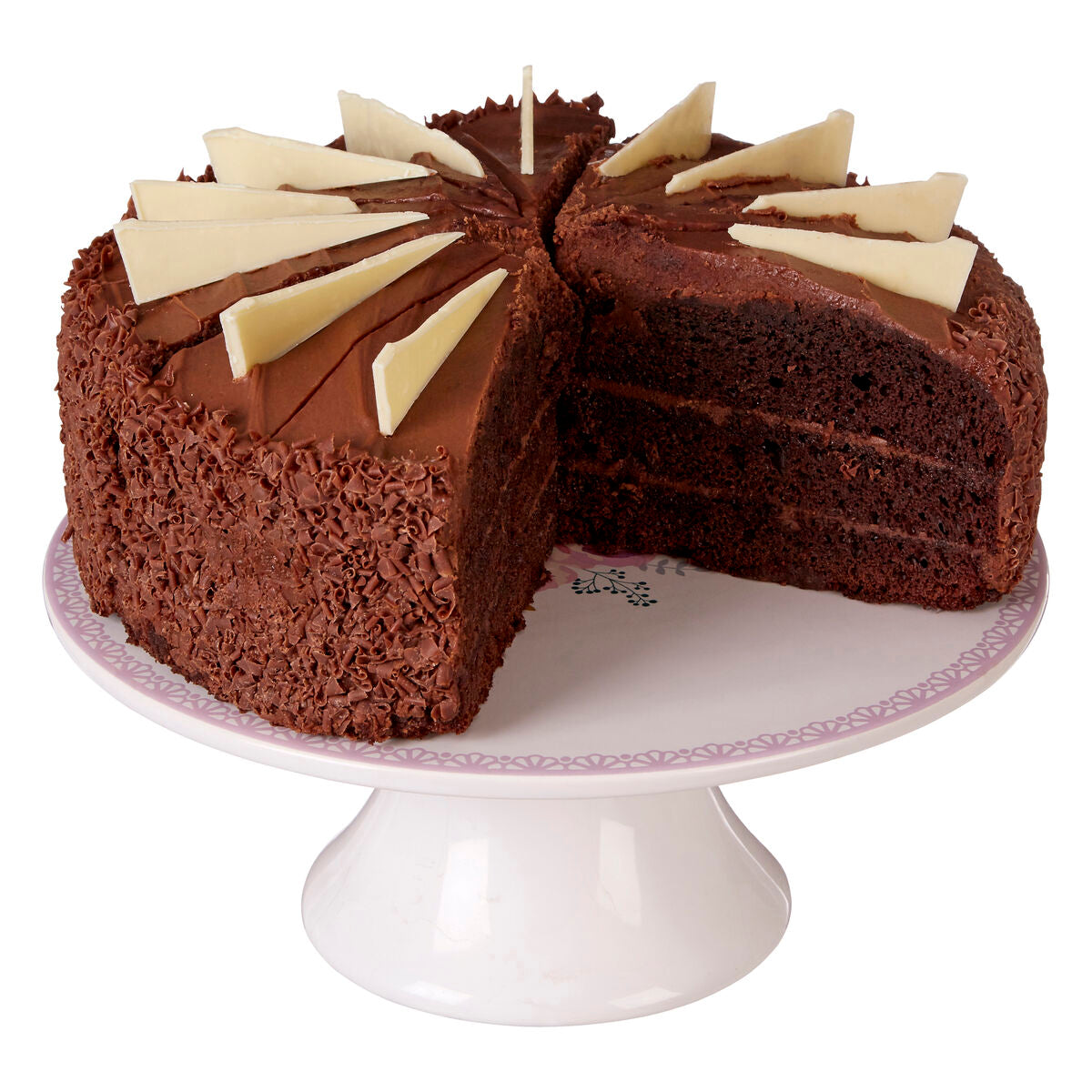 Amelie White Ceramic Cake Stand with Floral Pattern