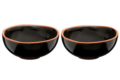 Black Glazed Terracotta Set of 2 Small Bowls | Calisto