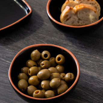 Black Glazed Terracotta Set of 2 Small Bowls | Calisto